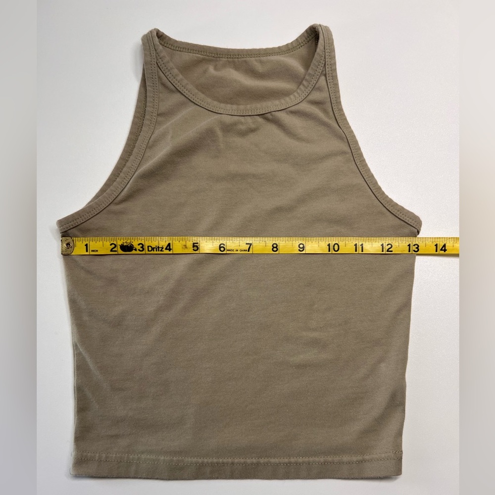 Olive Green & Black Sleeveless Crop Top Tank